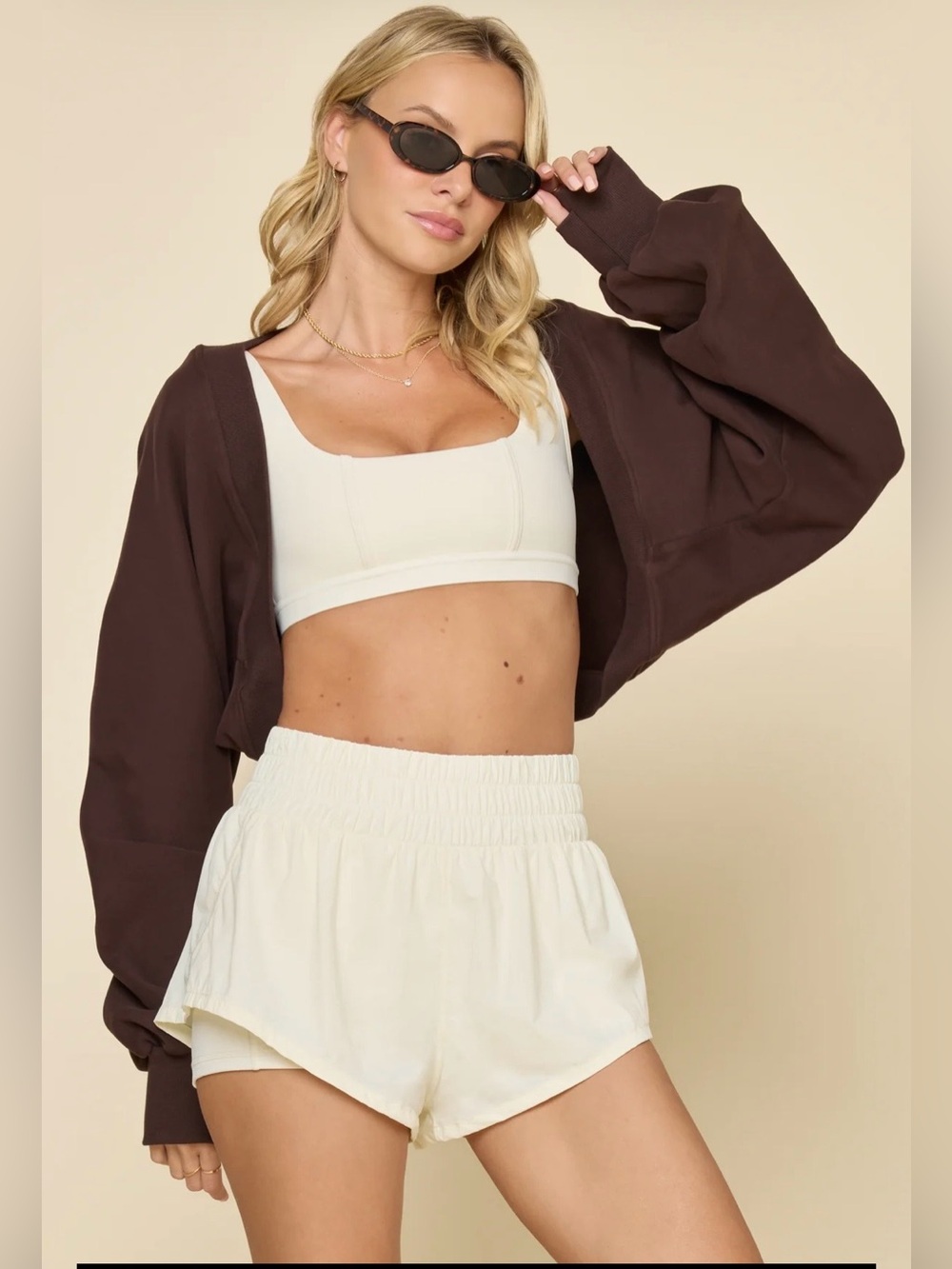 “Popflex Active” OOEY GOOEY Bolero SHRUG, cropped Sweatshirt, XL, NWT, BROWN